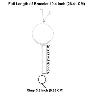 Joyería de fabricación india Anillo de dedo de moda Cadena de eslabones CZ Cristal Boda Joyería nupcial Pulsera de tenis para mujeres, Plata - Product Image 4