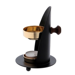 Brûleur d'encens en fer Brûleur Bakhoor en métal Brûleur d'encens en bois de santal à charbon de bois portable adapté à la maison - Product Image 1