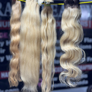 Extensiones de Cabello Humano Ondulado Rubio al por Mayor de Fábrica, Peluca Corta Ondulada Virgen, Paquetes de Cabello Indio Natural Suave del Mejor Vendedor - Product Image 1