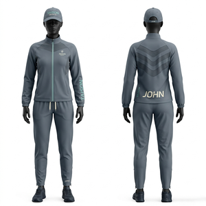Conjunto Deportivo de Tenis para Mujer, 300 GSM, Felpa de Polialgodón, Gris con Paneles Blancos, Logotipo Personalizado con Bordado y Transferencia Térmica - Product Image 3