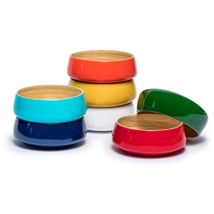 Bol de service rond en bambou de haute qualité bol de vaisselle en gros assiette de service alimentaire emballage personnalisé OEM du Vietnam fait à la main - Product Image 3