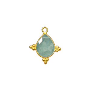 Dijes de Plata de Ley con Baño de Oro, Diseño de Bisel de Aguamarina, Hechos a Mano, para Fabricación de Joyería - Product Image 1