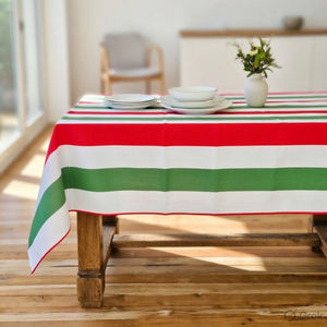Nappe de Noël, motif rayé rouge, vert et blanc, couverture de table rectangulaire, décoration de table pour les fêtes - Product Image 3