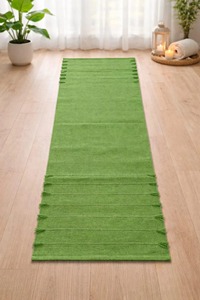 Green Rectangle Chenille Exercise Mat Woven Non-Slip Rubber Backing Contemporary Style Home Use - Product Image 1