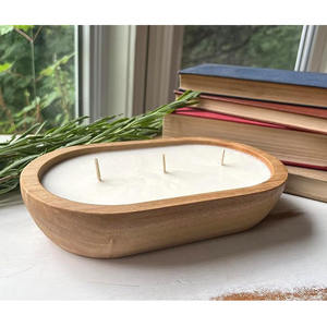 Bols à bougies en bois pour invités, décoration de fête de mariage vintage de style best-seller, bols de noël en bois pour bougies ovales - Product Image 2