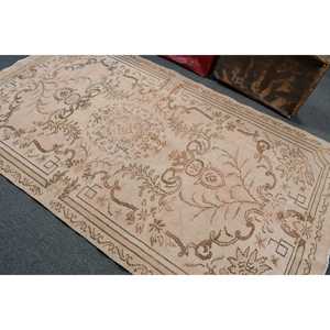 Alfombra Turca Vintage de 4.8x8.3 pies, Alfombra de Lana con Borde Marrón - Product Image 4