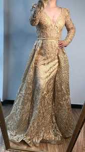 Ropa de mujer de manga larga, con cuello en V vestido de noche, vestido de mujer con bordado, vestido de novia de trabajo para exportación - Product Image 3