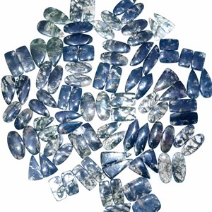 Par de piedras preciosas sueltas de cabujón de ágata musgo natural, mezcla de forma y tamaño, par de piedras preciosas de ágata musgo para uso en la fabricación de joyas - Product Image 1
