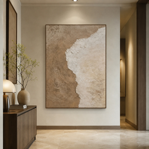 Neutral Wabi-Sabi Beige Textured <b>Canvas</b> Art House Hotel Decoration Interior Decorative Arts Large Still Life Custom Artwork - Product Image 2