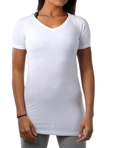 T-shirts pour femmes de qualité supérieure, modèle 2026, col en V, unis, service OEM, logo et style personnalisés de haute qualité, t-shirt respirant - Product Image 2