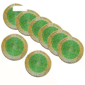 Premium Beaded <b>Coasters</b> Trendy Green <b>Black</b> Color <b>Coasters</b> Protect Your Drinks From Dust Gravel Stone Stainless Beaded <b>Coaster</b> - Product Image 6