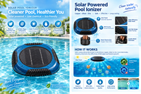 Ioniseur solaire pour piscine, purificateur d'eau de piscine alimenté par l'énergie solaire, ioniseur en cuivre écologique pour le nettoyage de la piscine