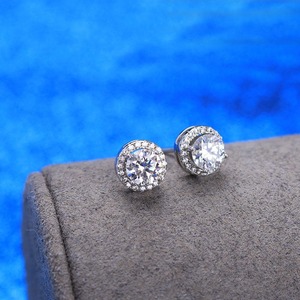 Classic Look Premium Sterling Silver <b>Rhodium</b> Plated Luxury Moissanite Diamond <b>Earrings</b> Polished Surface for Anniversary Wedding - Product Image 1