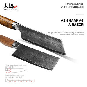 Cuchillo de Cocina Nakiri de 180 mm, Cuchillo Pequeño Tipo Cleaver, 67 Capas de Acero Damasco Japonés VG-10, con Mango de Madera de Olivo - Product Image 3