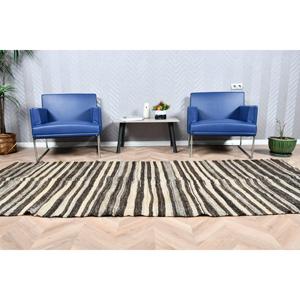 Tapis turc 3,9 x 9,2 pieds, tapis en laine unie vintage noir et blanc - Product Image 2