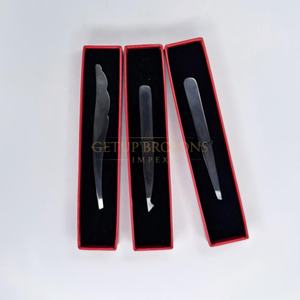 Pinzas para Cejas de Acero Inoxidable Plasma Negro GETUP BROSONS IMPEX, Punta Inclinada, Ligeras y Duraderas, Herramienta de Belleza con Logotipo Personalizado - Product Image 1