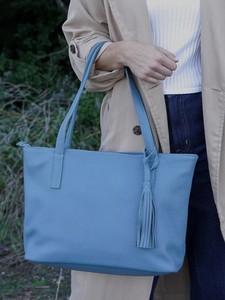 Sac à main en cuir véritable bleu clair pour femme, grand sac à bandoulière, sac à main zippé, sac décontracté pour le travail, sac de shopping tendance, cadeau - Product Image 3