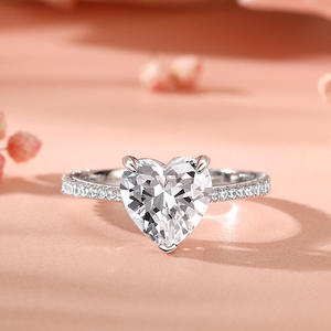Bague de fiançailles Jeulia en argent sterling plaqué or rose, coupe cœur - Product Image 4