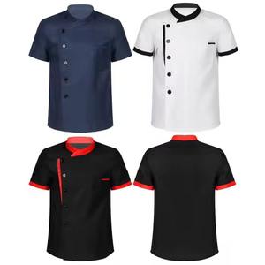Wholesale Chef Coat Jacket Short Sleeve Kitchen Durable Working Uniform Solid Color Waterproof Restaurant Chef Jacket Cotton - Product Image 6