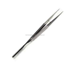 Micro pince chirurgicale Davicon ENT en acier inoxydable de haute qualité 15cm 0.3mm poignée ronde coudée - Product Image 3