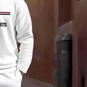 Survêtement à col rond personnalisé, uni, respirant, décontracté pour homme, avec logo, survêtement streetwear pour homme - Product Image 5