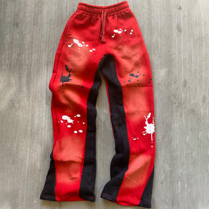 Custom Logo Streetwear Fleece <b>Joggers</b> Sweat Men's Pants 100% Cotton Men's Pants Baggy <b>Stacked</b> Flare Sweat Pants - Product Image 3