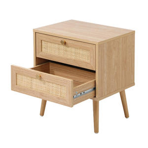Contemporary Modern Solid <b>Wood</b> Foldable <b>Bedside</b> <b>Cabinet</b> with Drawers Nightstands for Home Bedroom Furniture - Product Image 5