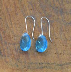 Blue Quartz 925 Sterling <b>Silver</b> <b>Drop</b> <b>Earrings</b> Pear Shape Faceted Gemstone Jewelry Gift for Her - Product Image 4