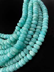 Cuentas de amazonita lisas Rondelle Cuentas de amazonita de 6-8mm Cuentas de amazonita Rondelle de hebra completa de 8 pulgadas - Product Image 3