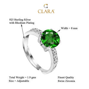 Anillo de Plata de Ley 925 con Certificación GRS, con Ojo Verde Oscuro, Baño de Rodio y Circonita Suiza para Mujeres y Niñas - Product Image 5