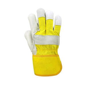 Gants de travail en cuir de sécurité de protection des mains en cuir fendu de vache robuste pour le travail de construction - Product Image 1