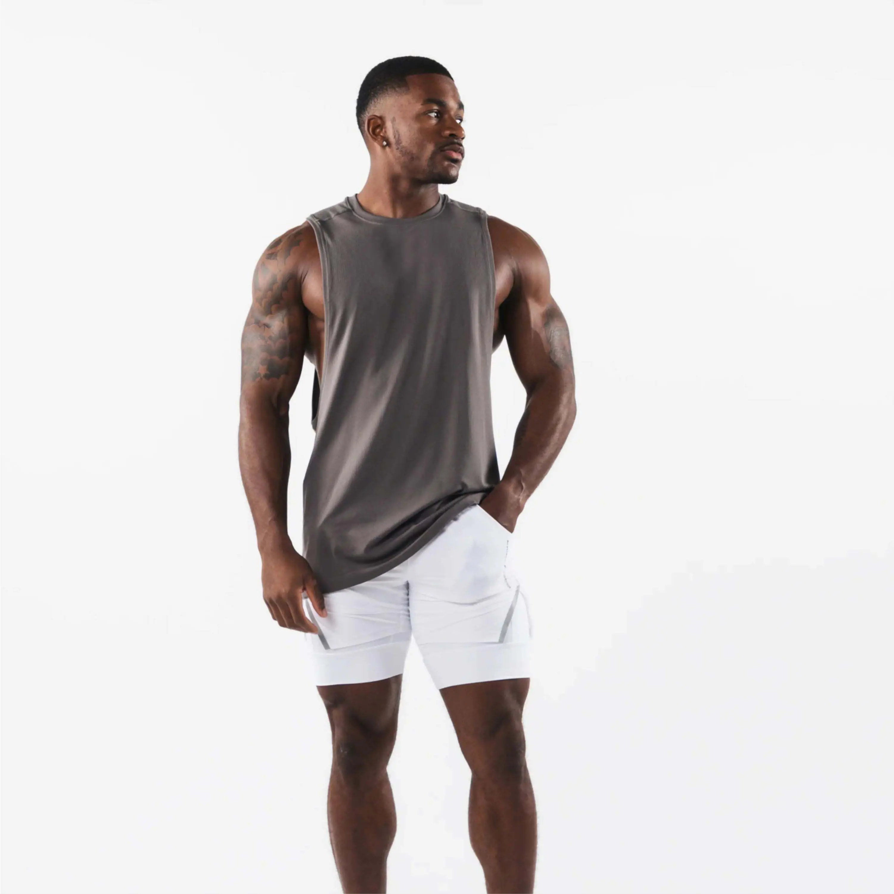 Bán buôn vải thoáng khí Workout đồng bằng phòng tập thể dục Guys Tank Tops bán buôn tốt nhất Mens tanktop