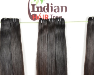 20 pouces couleur naturelle non traitée noir droit temple de cheveux humains indiens sourcé paquet de cheveux vierges de haute qualité cuticule alignée - Product Image 3