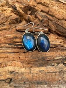 Boucles d'oreilles clous en labradorite naturelle, argent sterling 925 plaqué or, bijoux bohèmes mignons pour femmes, cadeau d'anniversaire et de fête - Product Image 5