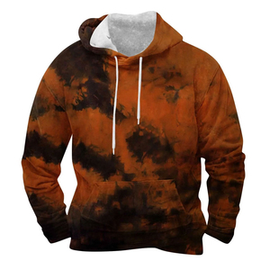Jersey informal para hombre, de lana de manga larga Sudadera con capucha, sudadera teñida de corbata de talla grande con bolsillo, estampado Digital de invierno - Product Image 4