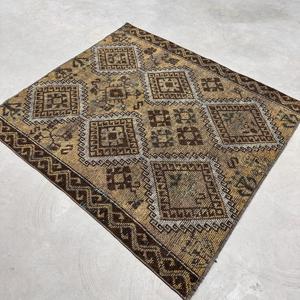 4.4x4.9 ft Turkish Rug, Accent Vintage Rug, <b>Brown</b> Patchwork Rug - Product Image 3