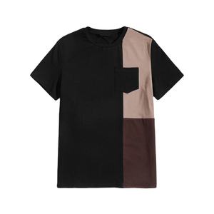 Camiseta de cuello redondo bloqueada de Color para hombre, camisetas personalizadas de alta calidad, ropa de calle, camiseta de soporte de moda - Product Image 1