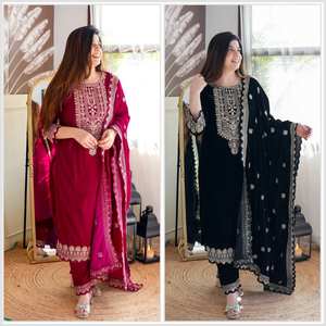 Ensemble haut et dupatta en velours de rayonne pour femme, prêt-à-porter, réversible, extensible, longueur genou, idéal pour les fêtes - Product Image 6