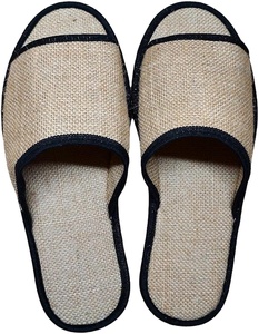 À la mode intérieur utilisable 100% naturel meilleure qualité prix de gros jute hôtel pantoufles fournir bas quantité minimale de commande pas cher jetable Spa pantoufle - Product Image 1