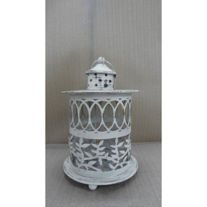 Linterna Vintage de Metal pintada a mano, lámpara pequeña de corte cuadrado de hierro blanco, rústica, de Metal - Product Image 2