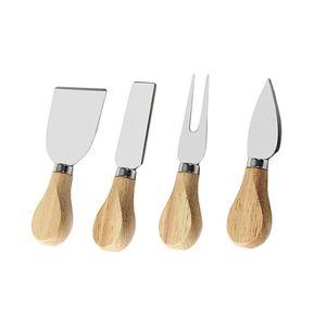 New Arrival Food Grade Colorful Wooden Thick Handle Stainless Steel <b>Cheese</b> Slicer & Spreader Tools <b>Set</b> - Product Image 5
