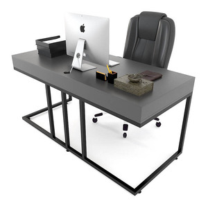 Bureau de direction 160x70cm avec tiroirs, style minimaliste de luxe, en bois de caoutchouc et pieds en fer BGD68045 pour bureau ou chambre - Product Image 5