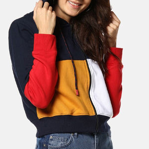 Sudadera con capucha informal de lona 100% algodón grueso de invierno con cremallera, forro polar liso, estilo urbano, manga larga, ropa deportiva para mujer - Product Image 3