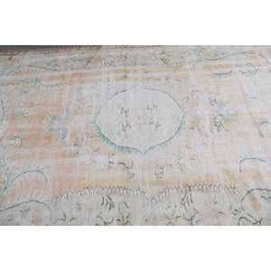 Tapis turc vintage 5,8x8,7 pieds, grand tapis persan en laine blanche - Product Image 4