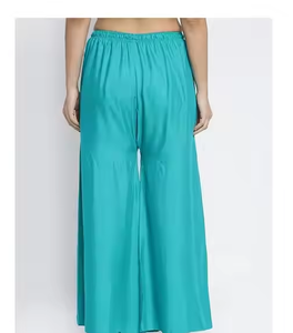 Pantalones Palazzo de verano personalizados para mujer, pantalones de pierna ancha acampanados de lino de rayón transpirable, uso diario de oficina, venta al por mayor - Product Image 1