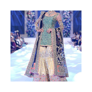 RM Trendy Attire Mujeres paquistaníes vestidos Casual Wear Kattan seda 3 piezas vestido con volante dupatta entrega en todo el mundo - Product Image 4