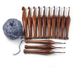 12 pièces bambou poignée Crochet crochet tricot artisanat aiguille à tricoter fil de tissage 3-10mm pull outils de tricot circulaire Crochet - Product Image 4