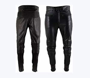 Pantalon de moto pour homme, nouveau style urbain, coupe slim droite, en cuir imperméable de haute qualité, couleur unie, faible MOQ, fabriqué - Product Image 3