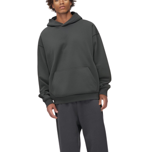 Charcoal Oversized Hoodie Unisex Heavy Fleece Pullover <b>Plain</b> <b>Sweatshirt</b> Streetwear Casual Loose Fit Winter Warm Hooded Top Sale - Product Image 2