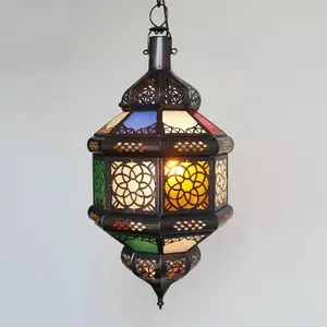 Lampu langit-langit dekorasi Maroko lampu gantung buatan tangan peralatan rumah Hotelware dekorasi pernikahan disesuaikan kemasan Logo